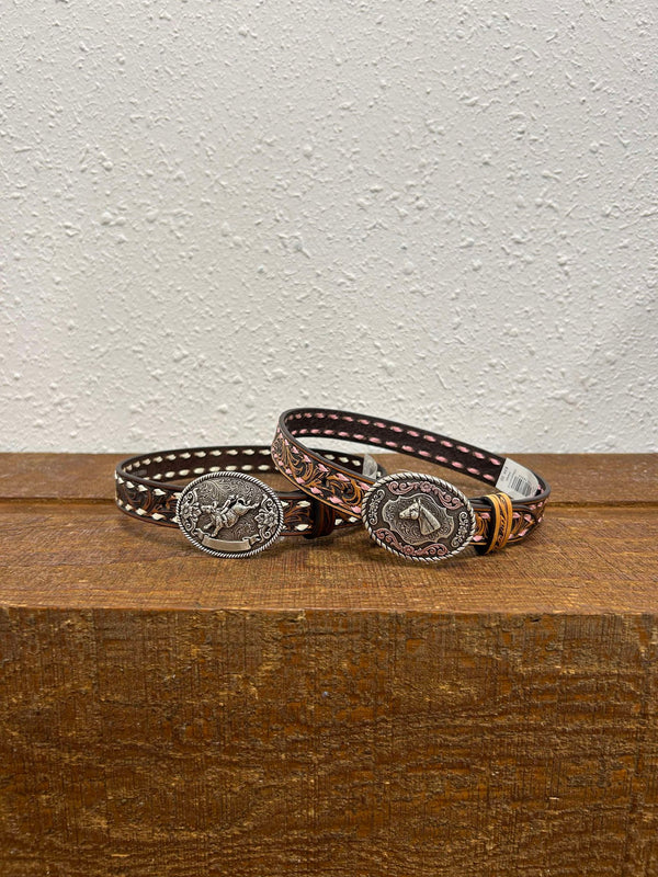 Kids Twister Tooled & Buck Stitch Belt-Kids Belts-M & F Western Products-Lucky J Boots & More, Women's, Men's, & Kids Western Store Located in Carthage, MO