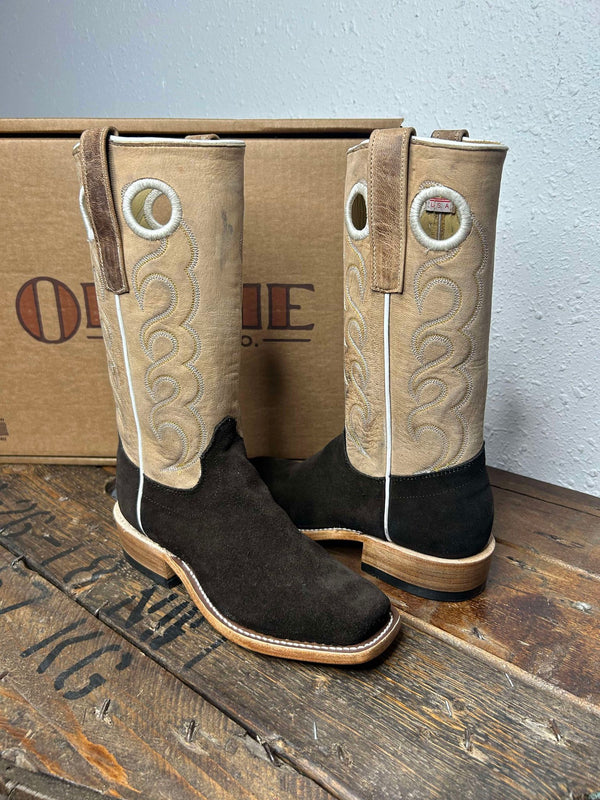 Women's Olathe Chocolate Suede & Tan Mad Cat Boots-Women's Boots-Olathe-Lucky J Boots & More, Women's, Men's, & Kids Western Store Located in Carthage, MO