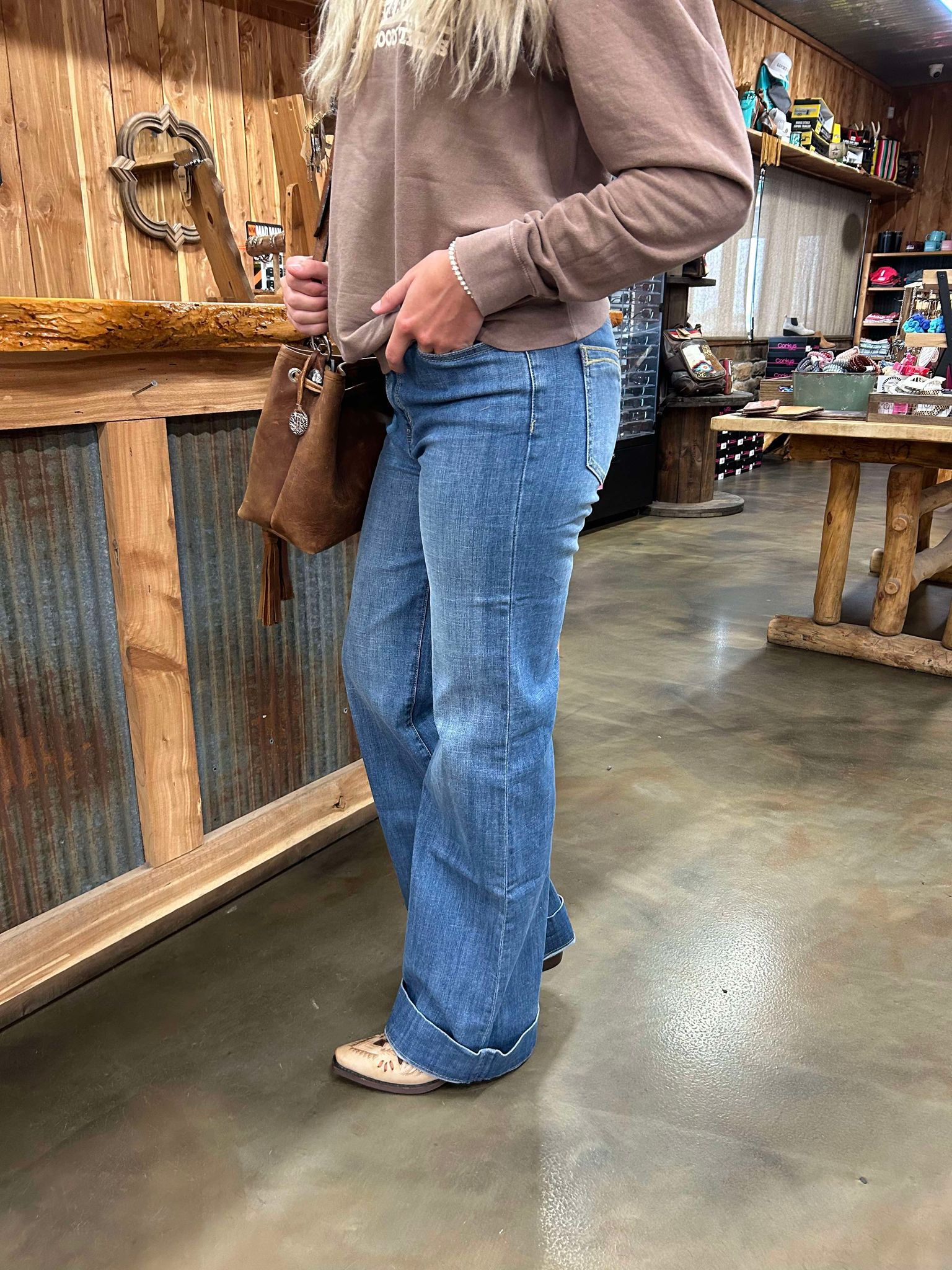 Women's Jackie High Rise Wide Leg Trouser by Stetson-Women's Denim-Stetson-Lucky J Boots & More, Women's, Men's, & Kids Western Store Located in Carthage, MO