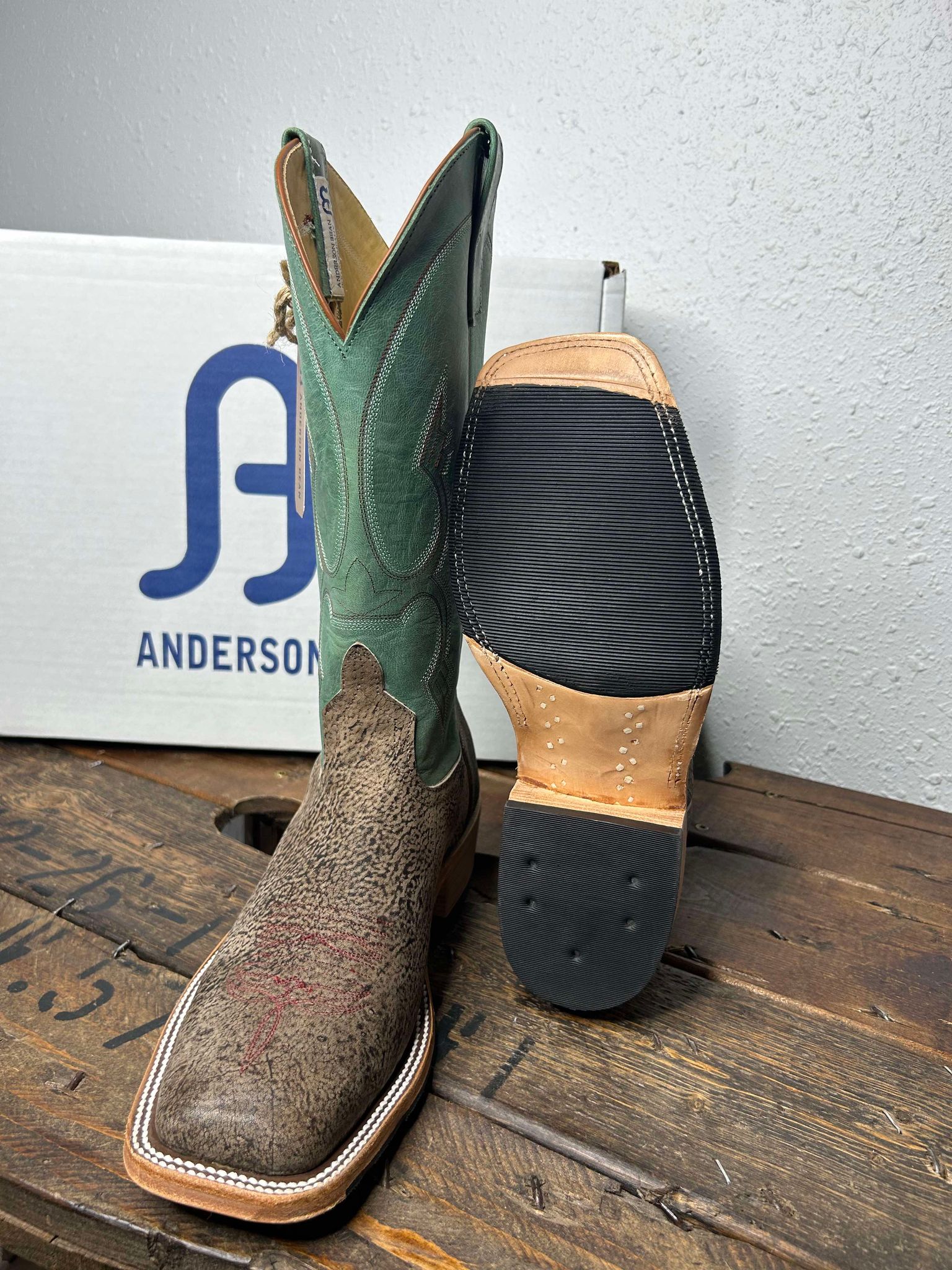 Men's Anderson Bean Rust Safari Giraffe & Jade Mad Dog Boots-Men's Boots-Anderson Bean-Lucky J Boots & More, Women's, Men's, & Kids Western Store Located in Carthage, MO