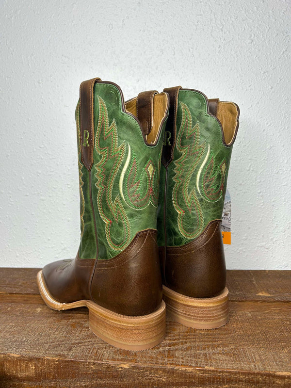 Men's R. Watson Vintage Green Cowhide & Tobacco Cowhide Boots-Men's Boots-R. Watson-Lucky J Boots & More, Women's, Men's, & Kids Western Store Located in Carthage, MO