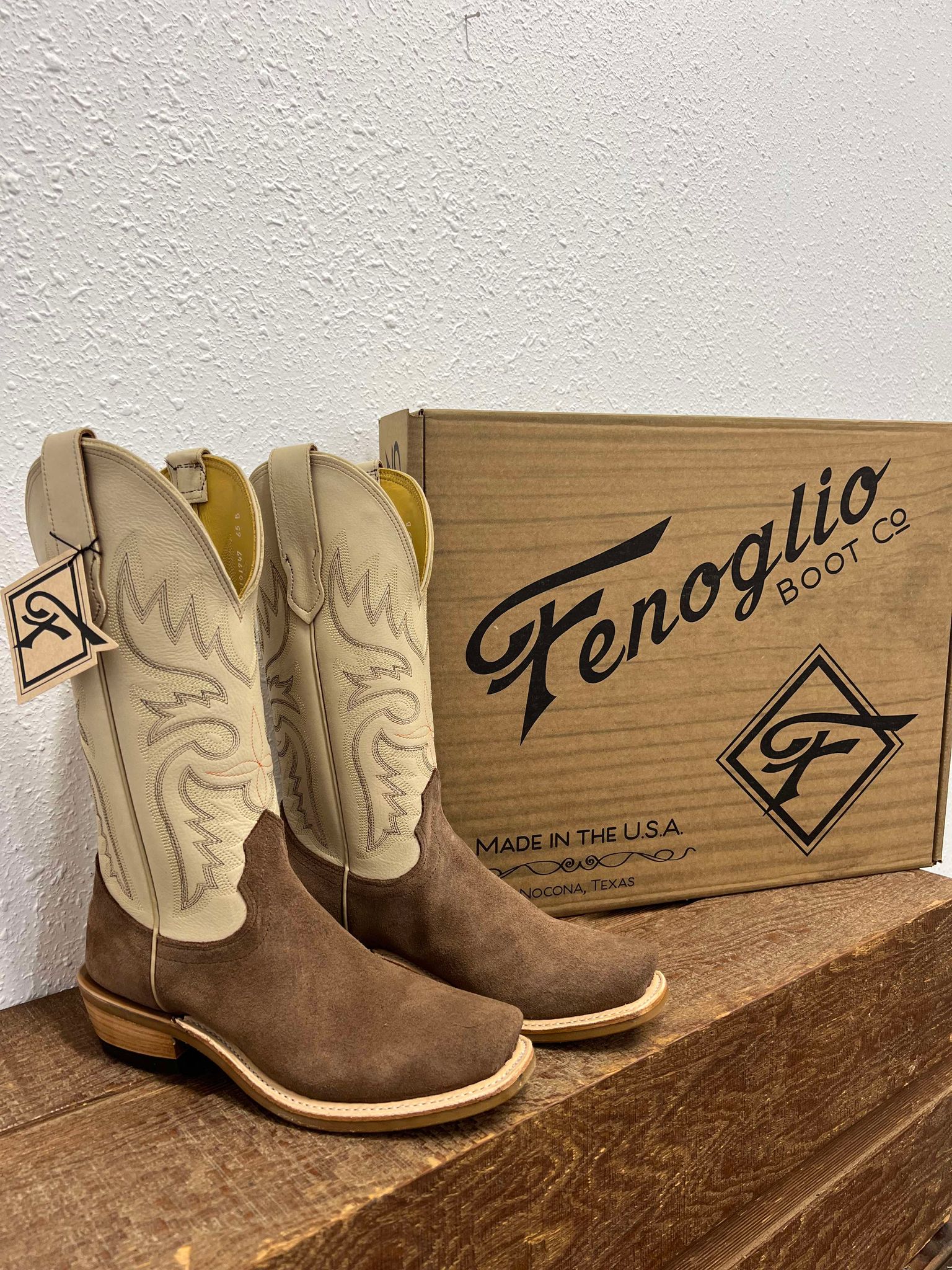 Women's Fenoglio Chocolate Fuji Roughout & Bone Calf Boots-Women's Boots-Fenoglio Boots-Lucky J Boots & More, Women's, Men's, & Kids Western Store Located in Carthage, MO