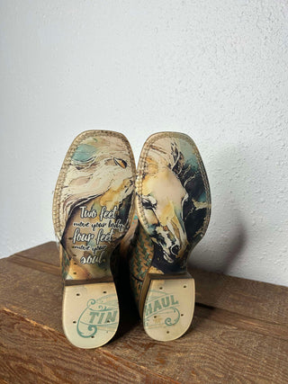 Women's Tin Haul Laced Horse Boot-Women's Boots-Tin Haul-Lucky J Boots & More, Women's, Men's, & Kids Western Store Located in Carthage, MO
