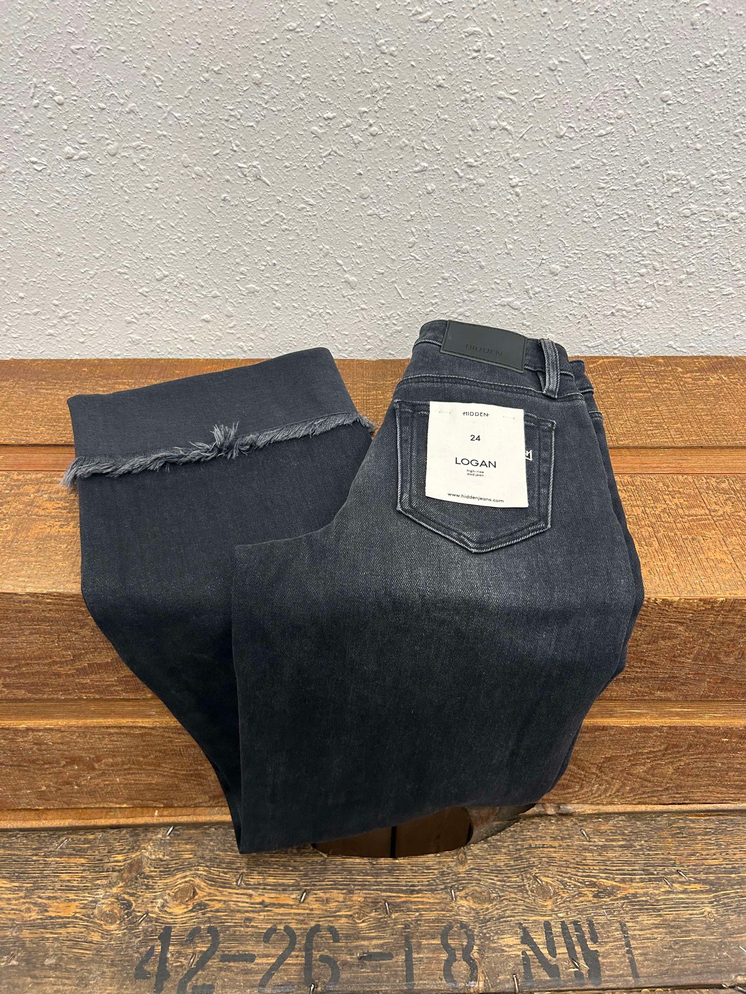 Lori Hidden Charcoal Cuffed High Rise Dad Jeans-Women's Denim-HIDDEN-Lucky J Boots & More, Women's, Men's, & Kids Western Store Located in Carthage, MO