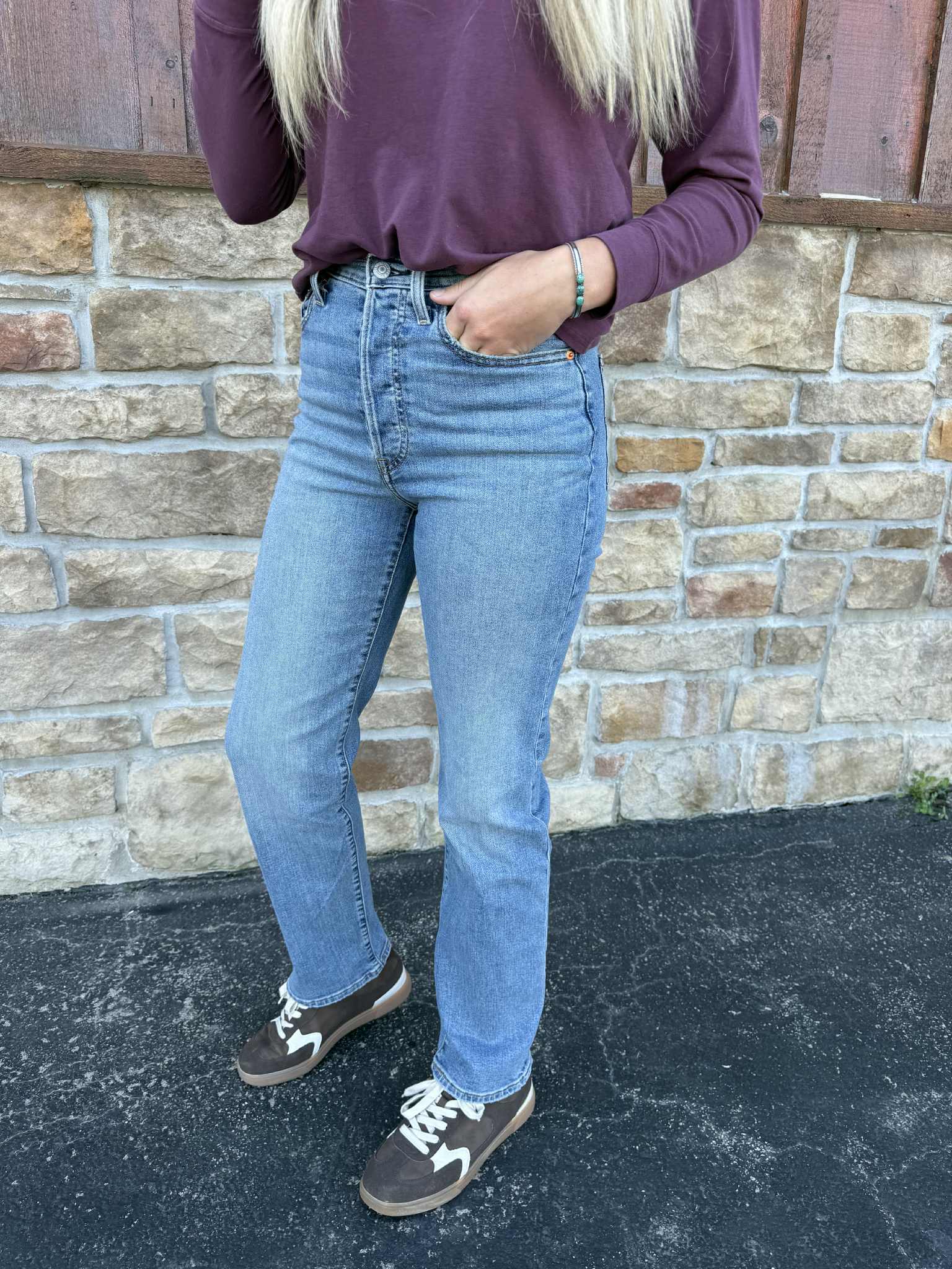 Women's Levi's Ribcage Full Length in Medium Wash Jean-Women's Denim-Levi's-Lucky J Boots & More, Women's, Men's, & Kids Western Store Located in Carthage, MO