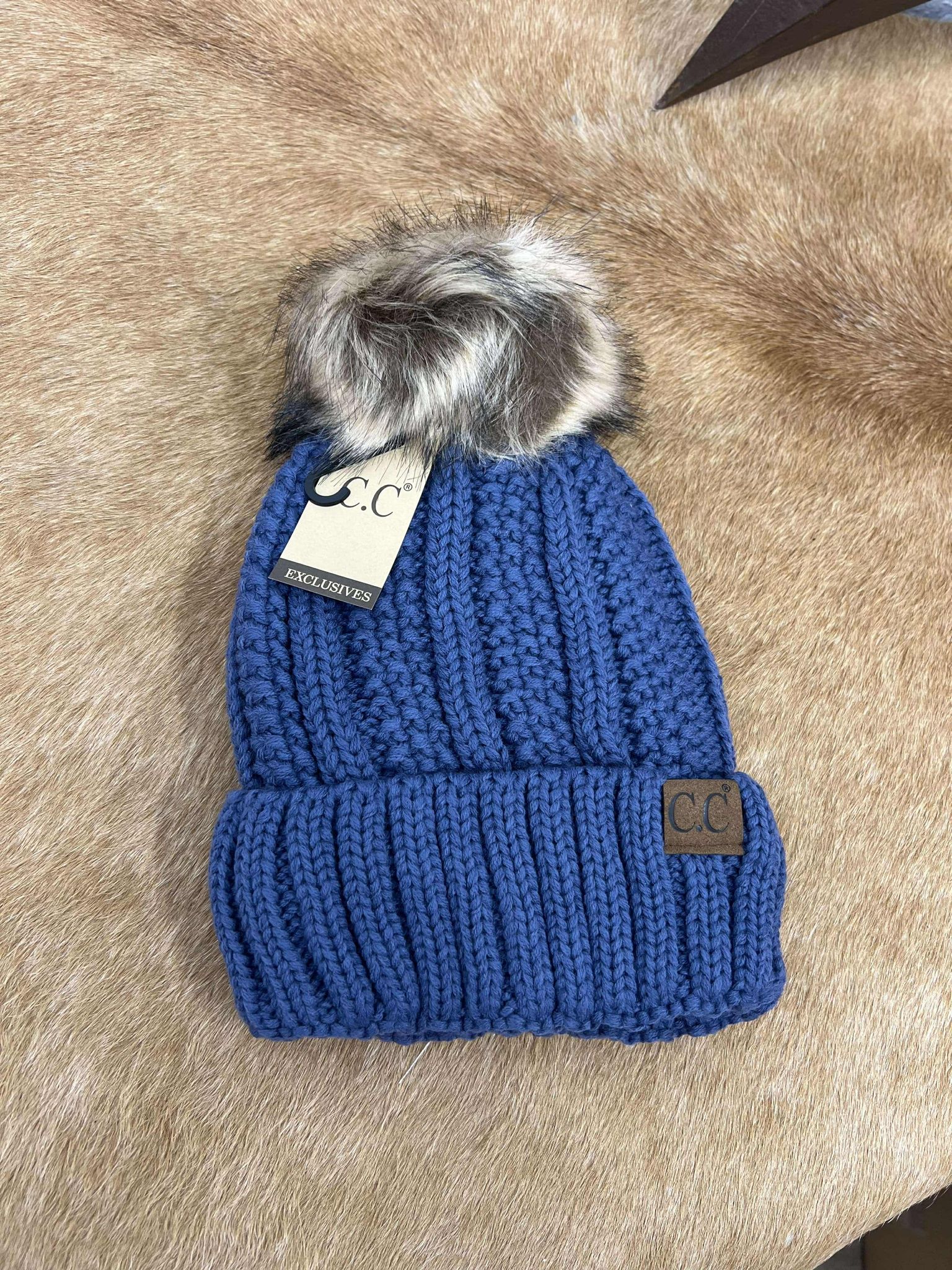 C.C Woven Checkered Texture Pom Beanie-Beanie/Gloves-C.C Beanies-Lucky J Boots & More, Women's, Men's, & Kids Western Store Located in Carthage, MO