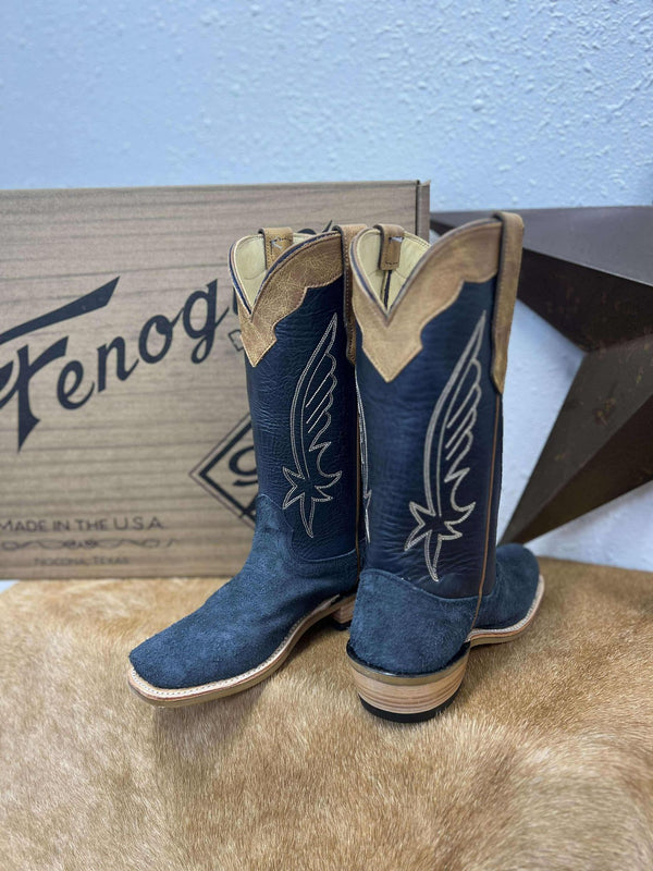 Women's Fenoglio Navy Roughout w/ Lavish Navy Boots-Women's Boots-Fenoglio Boots-Lucky J Boots & More, Women's, Men's, & Kids Western Store Located in Carthage, MO