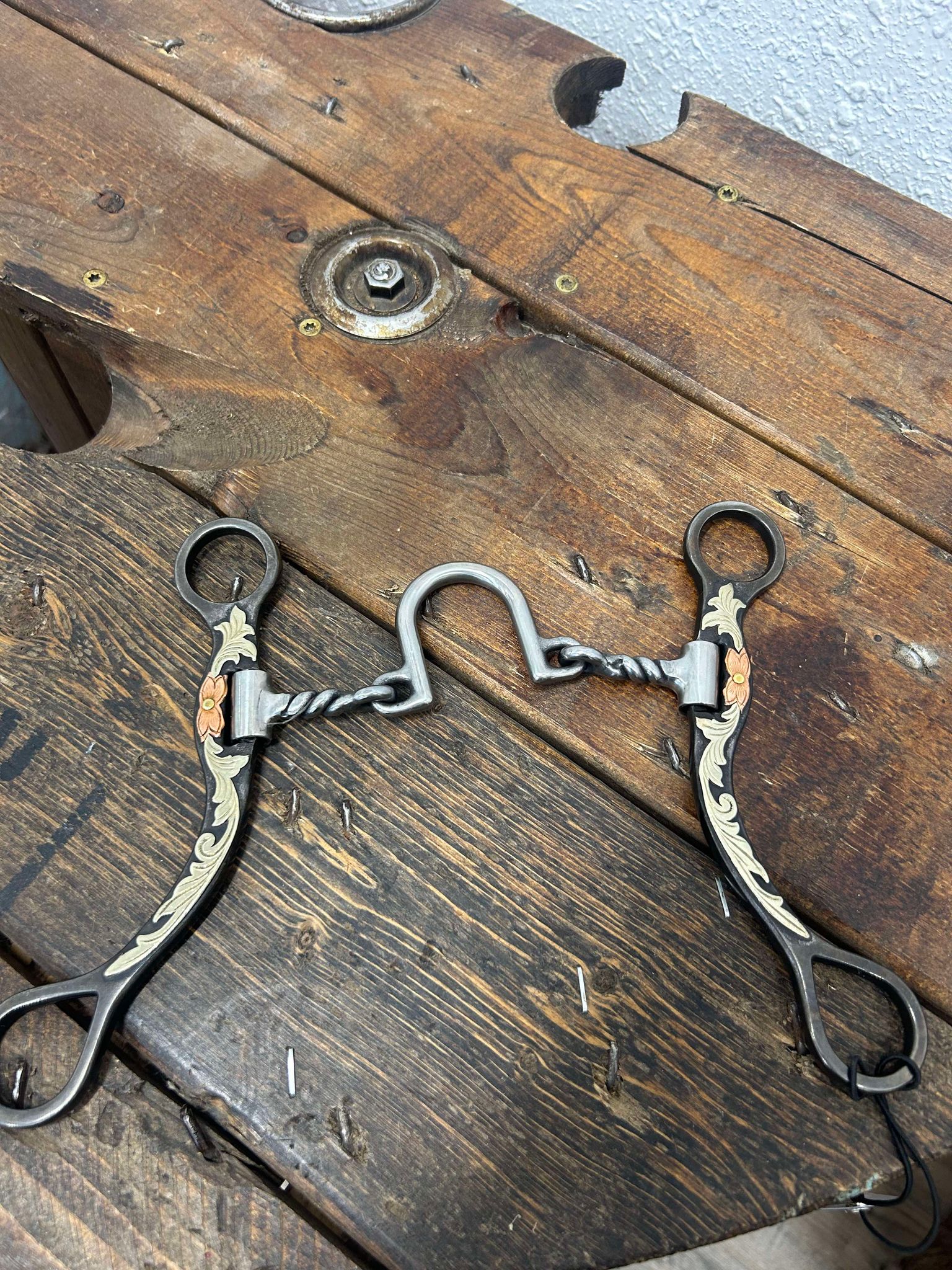 TBBIT37SS34 - Floral Scroll Tool Box Straight Shank Bit with Twisted Wire Port-Bits-Equibrand-Lucky J Boots & More, Women's, Men's, & Kids Western Store Located in Carthage, MO