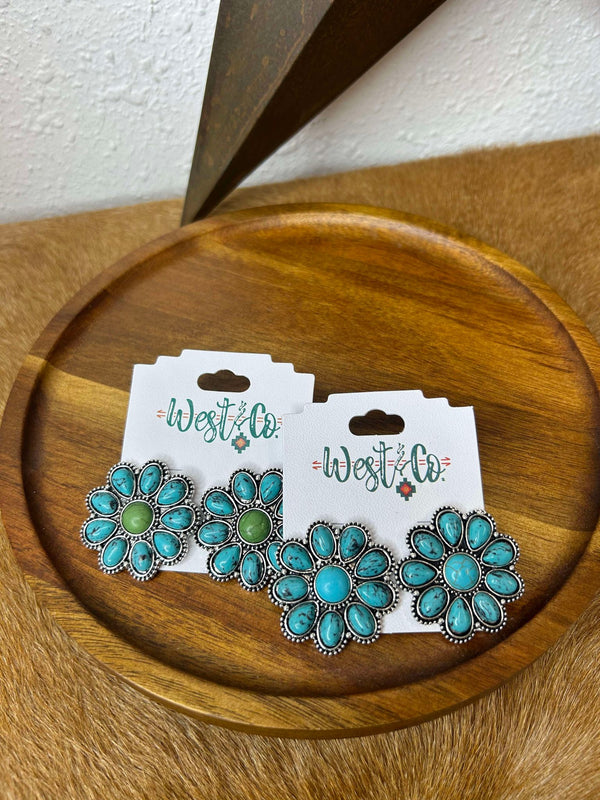 West & CO Round Post Earrings-Earrings-WEST & CO-Lucky J Boots & More, Women's, Men's, & Kids Western Store Located in Carthage, MO