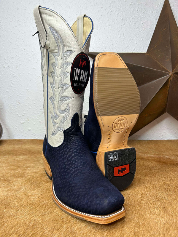 Men's Horse Power Navy Carpincho & Mercedes Cream Boots-Men's Boots-Horse Power-Lucky J Boots & More, Women's, Men's, & Kids Western Store Located in Carthage, MO