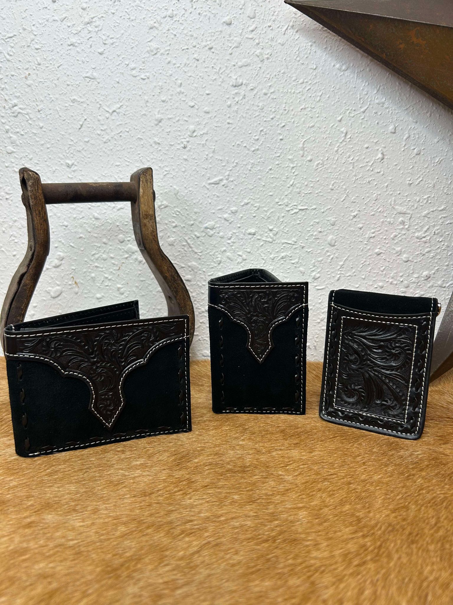 Nocona Black Roughout Wallets-Wallets-M & F Western Products-Lucky J Boots & More, Women's, Men's, & Kids Western Store Located in Carthage, MO