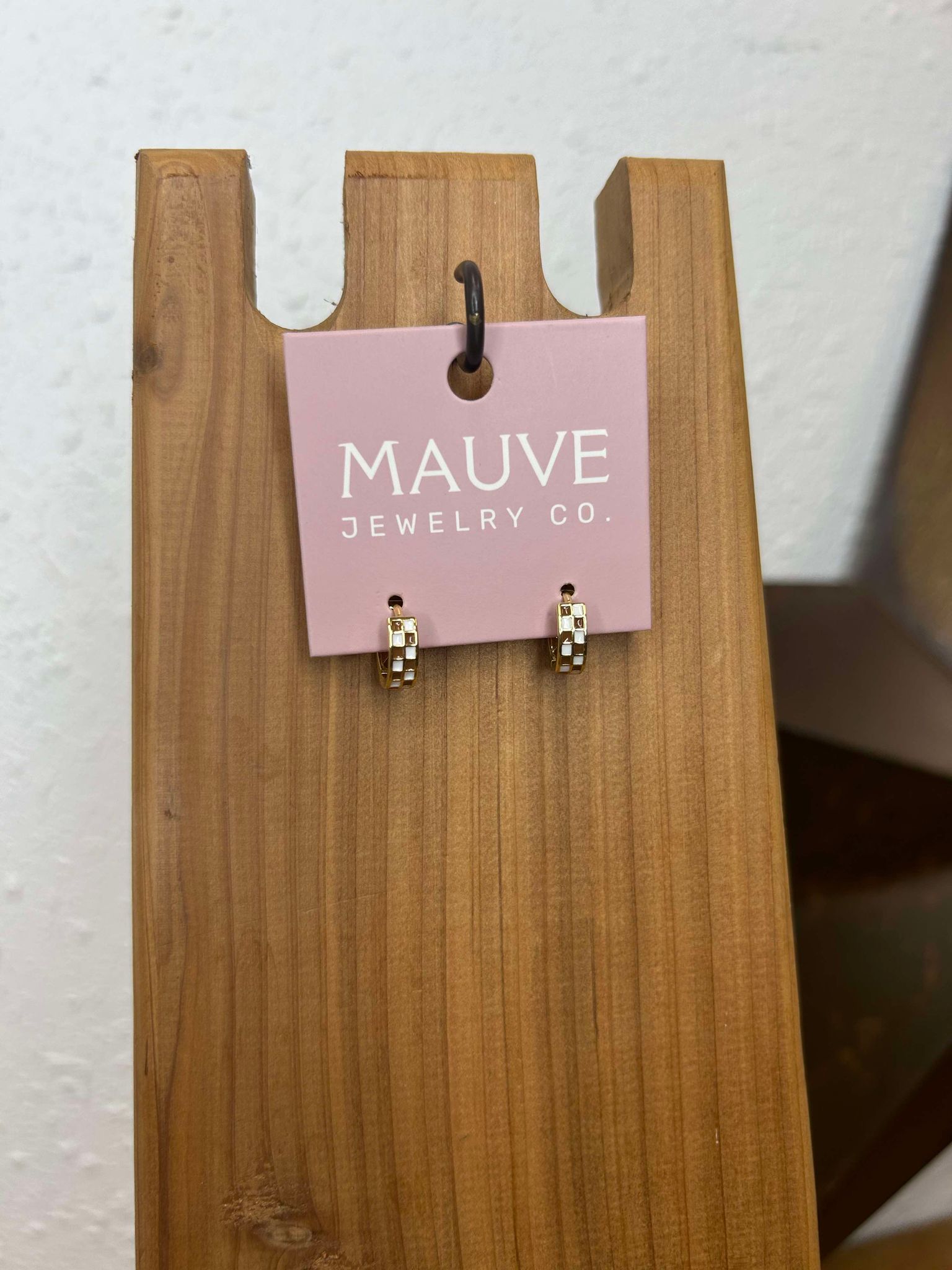 Checkered Hoop Earrings-Earrings-Mauve Jewelry Co.-Lucky J Boots & More, Women's, Men's, & Kids Western Store Located in Carthage, MO