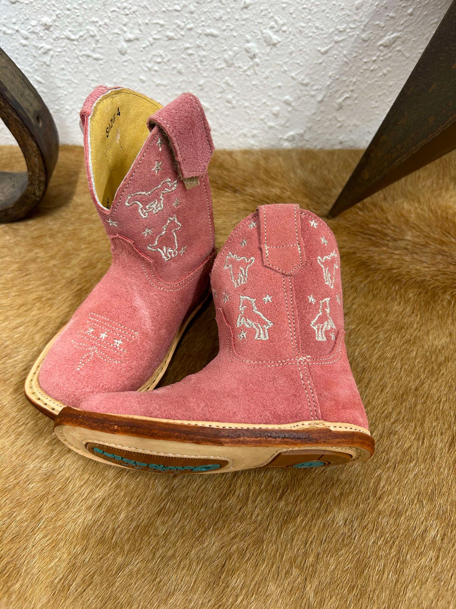 Roper Infant Pink Suede Boots-Kids Boots-Karman-Lucky J Boots & More, Women's, Men's, & Kids Western Store Located in Carthage, MO