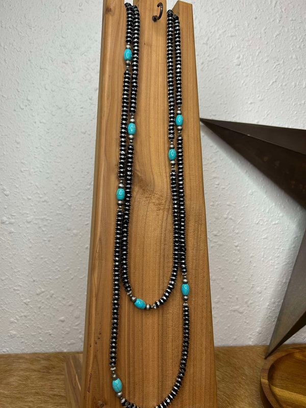 West & CO 66" Beaded Necklace w/ Turquoise-Necklaces-WEST & CO-Lucky J Boots & More, Women's, Men's, & Kids Western Store Located in Carthage, MO