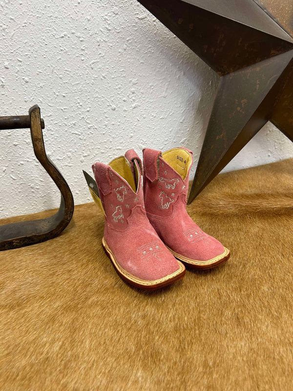 Roper Infant Pink Suede Boots-Kids Boots-Karman-Lucky J Boots & More, Women's, Men's, & Kids Western Store Located in Carthage, MO