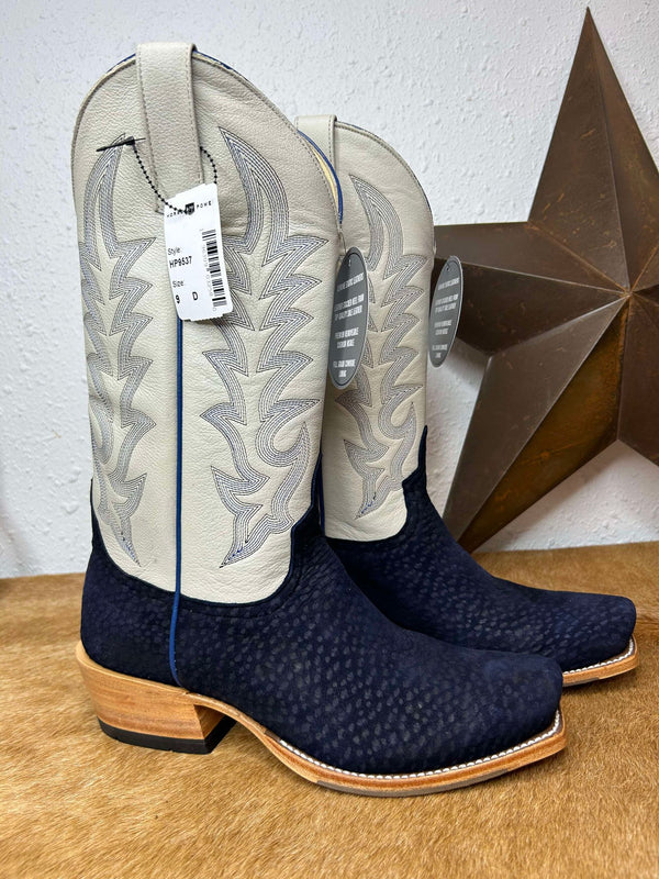 Men's Horse Power Navy Carpincho & Mercedes Cream Boots-Men's Boots-Horse Power-Lucky J Boots & More, Women's, Men's, & Kids Western Store Located in Carthage, MO