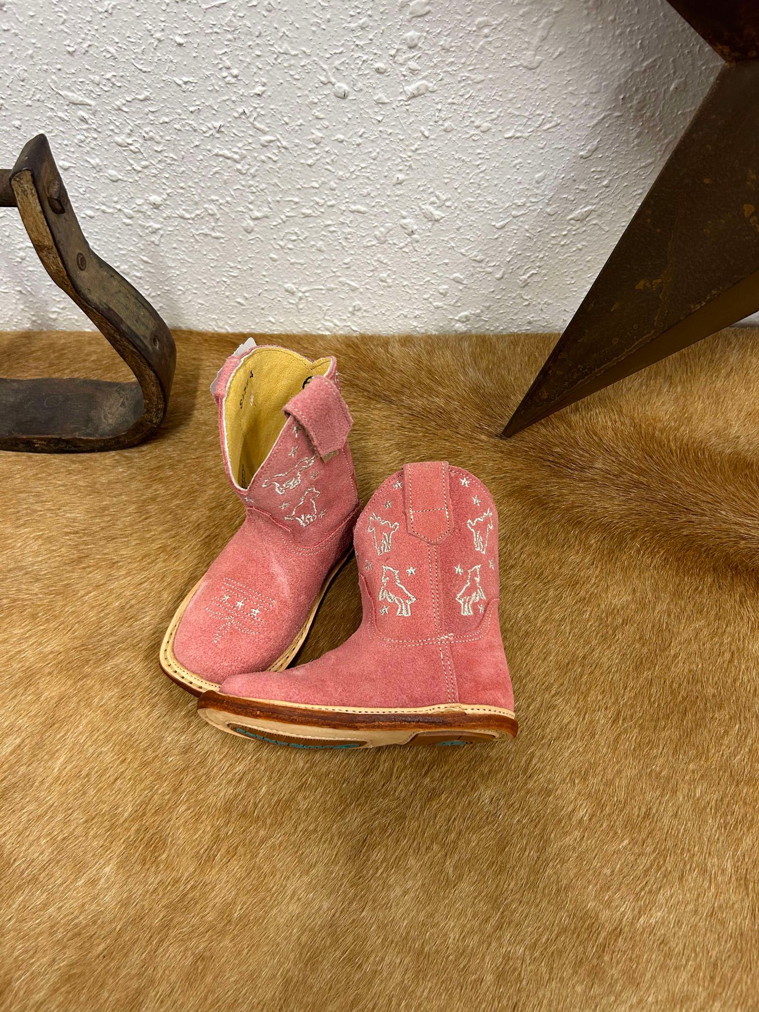 Roper Infant Pink Suede Boots-Kids Boots-Karman-Lucky J Boots & More, Women's, Men's, & Kids Western Store Located in Carthage, MO