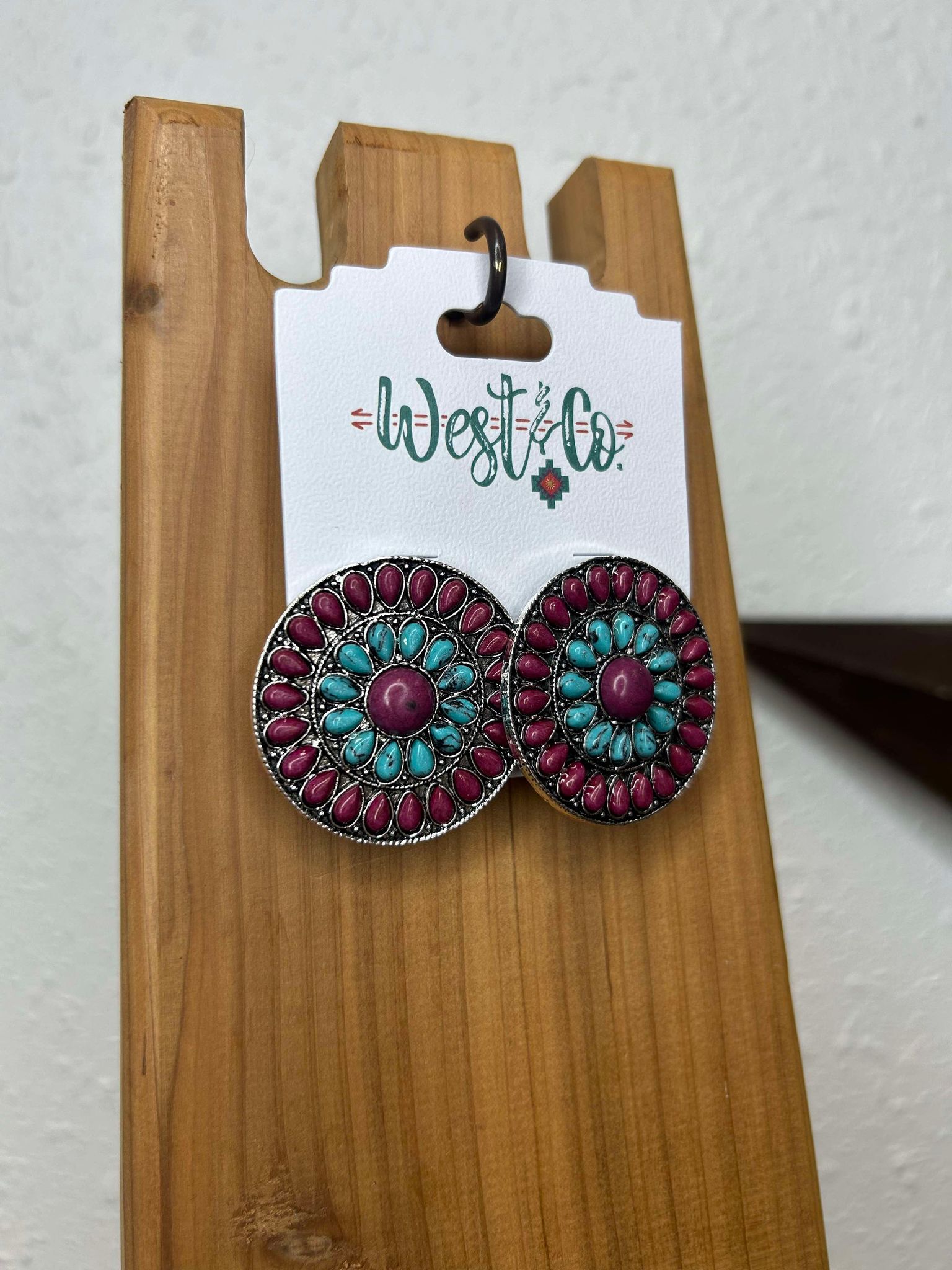 West & CO Round Post Earrings-Earrings-WEST & CO-Lucky J Boots & More, Women's, Men's, & Kids Western Store Located in Carthage, MO