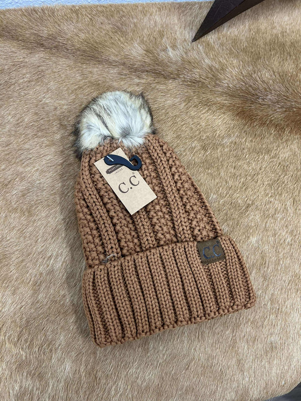 C.C Woven Checkered Texture Pom Beanie-Beanie/Gloves-C.C Beanies-Lucky J Boots & More, Women's, Men's, & Kids Western Store Located in Carthage, MO