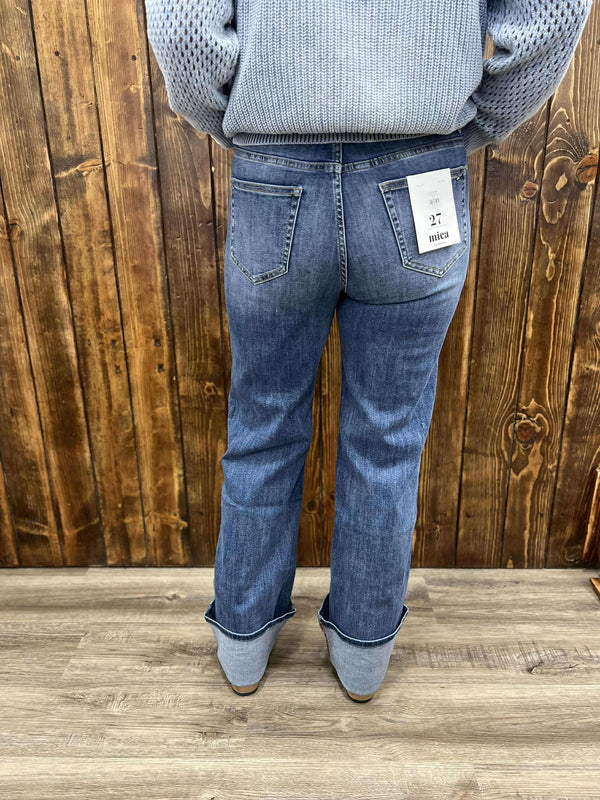 Mica Denim Madelyn High Rise Wide Leg Cuff Jeans-Women's Denim-Mica Denim-Lucky J Boots & More, Women's, Men's, & Kids Western Store Located in Carthage, MO