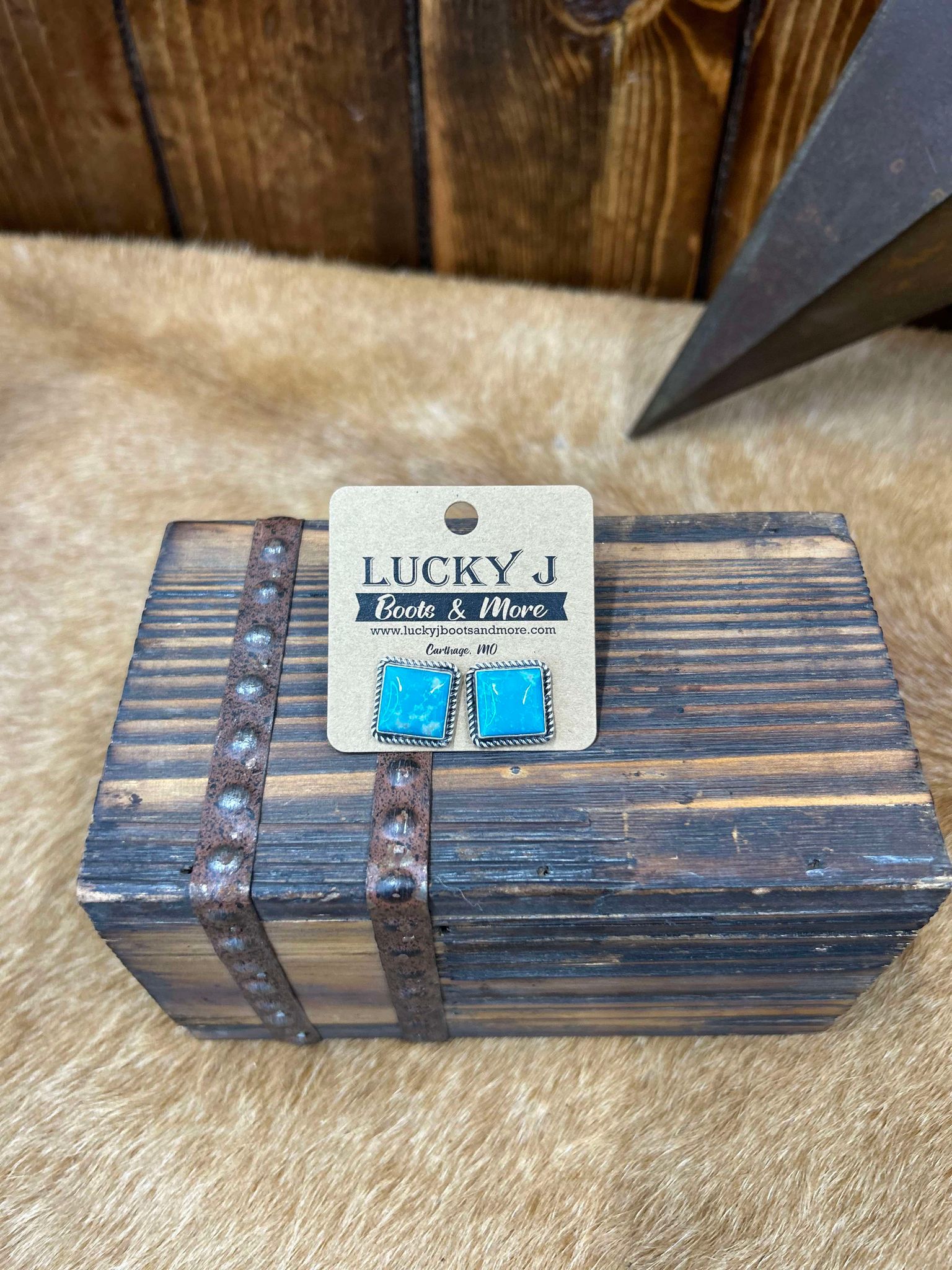 Zoe Earrings-Earrings-LJ Turquoise-Lucky J Boots & More, Women's, Men's, & Kids Western Store Located in Carthage, MO