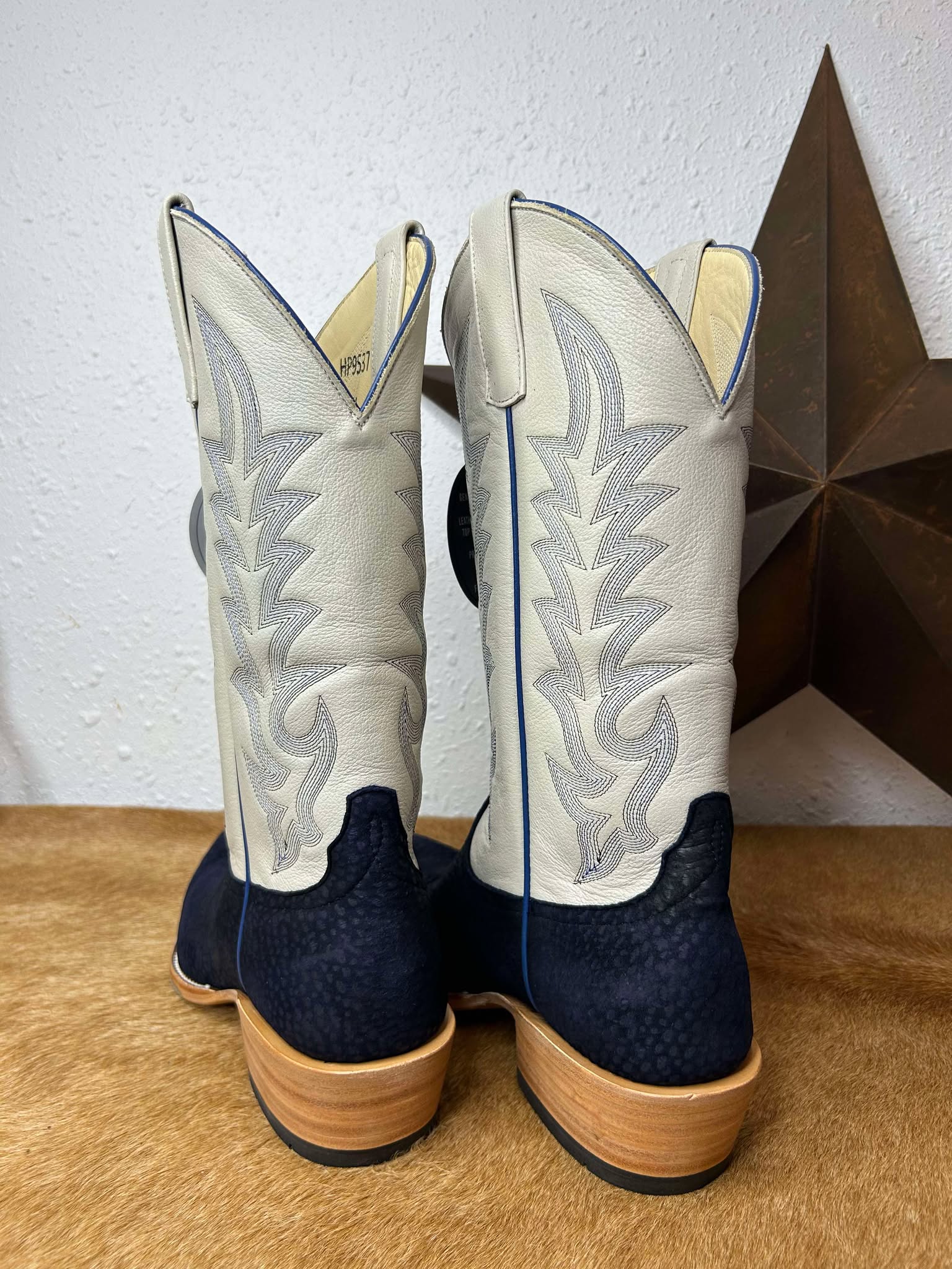 Men's Horse Power Navy Carpincho & Mercedes Cream Boots-Men's Boots-Horse Power-Lucky J Boots & More, Women's, Men's, & Kids Western Store Located in Carthage, MO