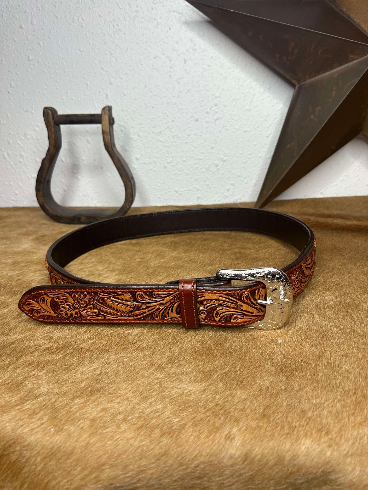 Circle SH Braided Snake Tooled Belt-Belts-WESTERN FASHION ACCESSORIES-Lucky J Boots & More, Women's, Men's, & Kids Western Store Located in Carthage, MO