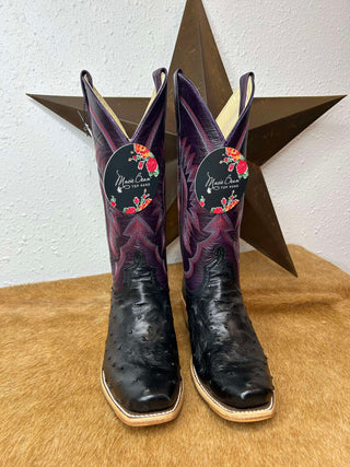 Macie Bean Black Full Quill Ostrich Boot-Women's Boots-Macie Bean-Lucky J Boots & More, Women's, Men's, & Kids Western Store Located in Carthage, MO