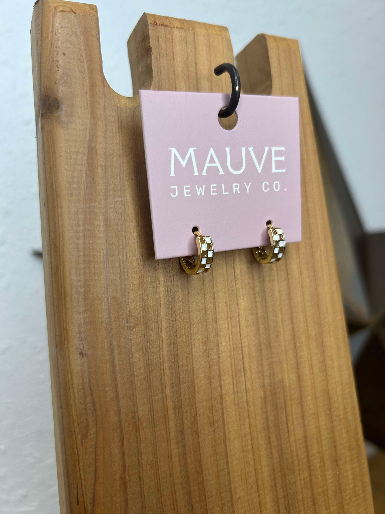 Checkered Hoop Earrings-Earrings-Mauve Jewelry Co.-Lucky J Boots & More, Women's, Men's, & Kids Western Store Located in Carthage, MO