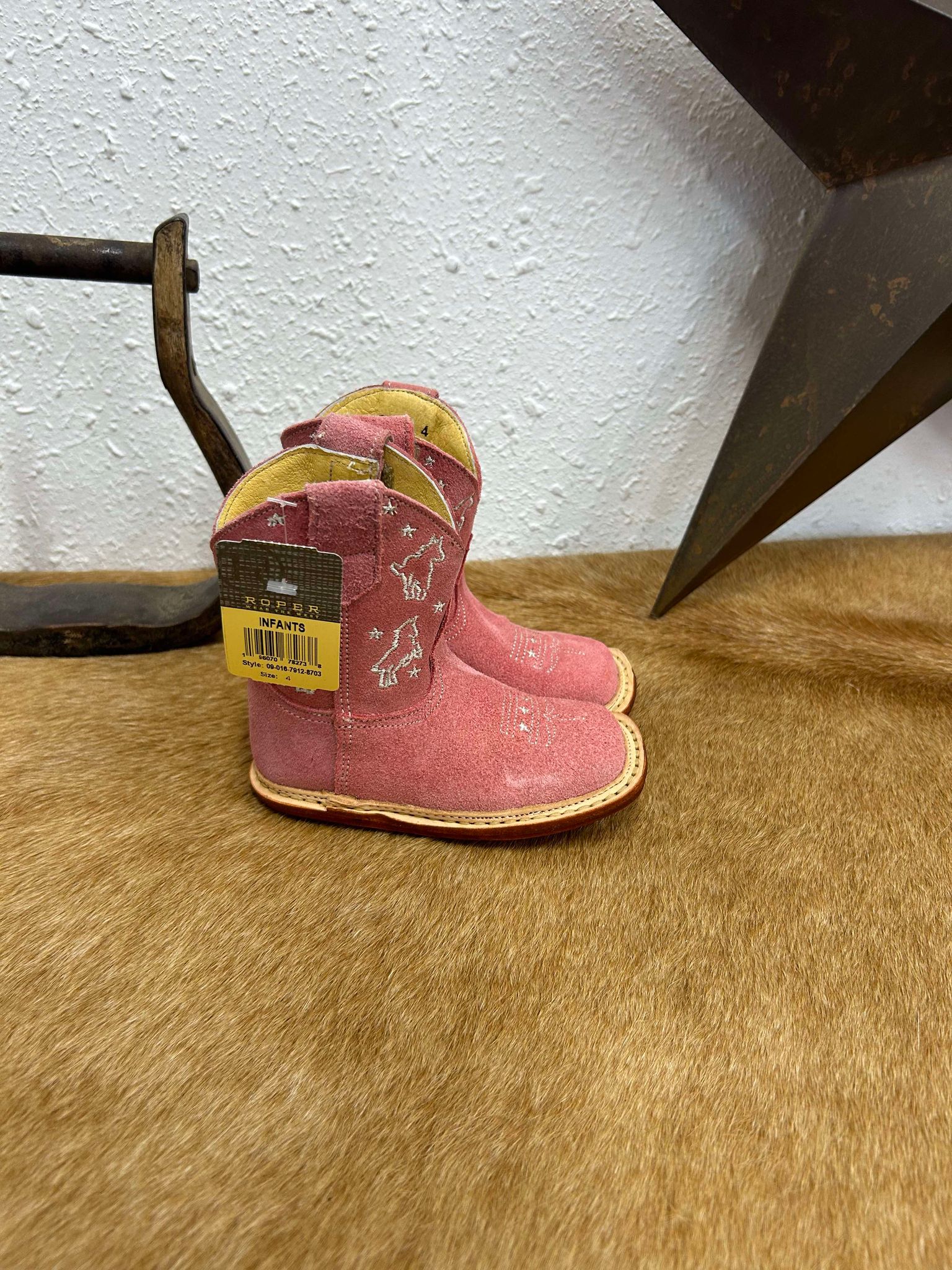 Roper Infant Pink Suede Boots-Kids Boots-Karman-Lucky J Boots & More, Women's, Men's, & Kids Western Store Located in Carthage, MO