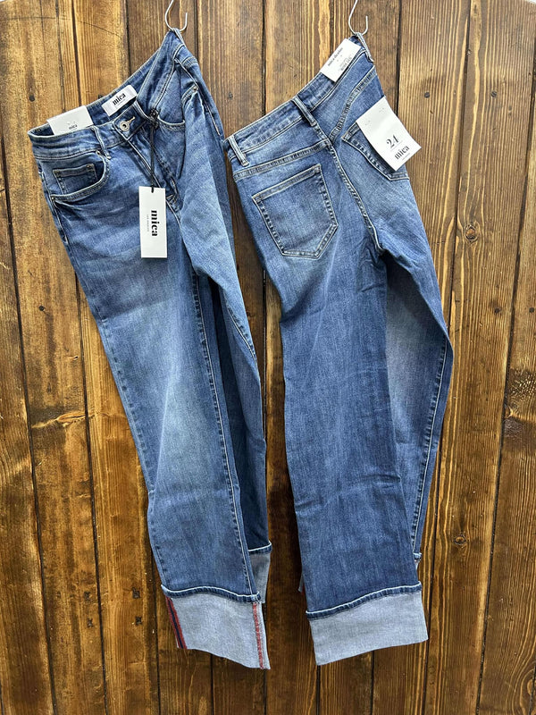 Mica Denim Madelyn High Rise Wide Leg Cuff Jeans-Women's Denim-Mica Denim-Lucky J Boots & More, Women's, Men's, & Kids Western Store Located in Carthage, MO