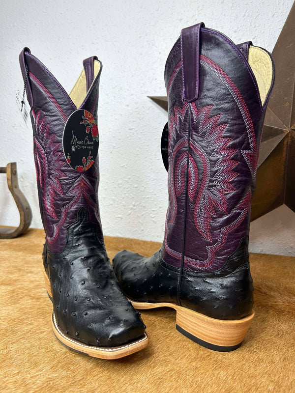 Macie Bean Black Full Quill Ostrich & Purple New Orleans Boots-Women's Boots-Macie Bean-Lucky J Boots & More, Women's, Men's, & Kids Western Store Located in Carthage, MO