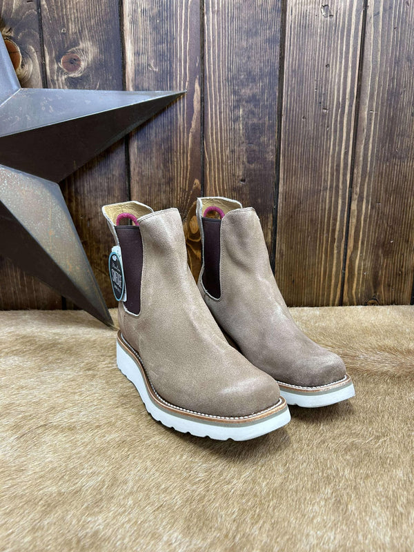 Macie Bean Tabacco Suede Swedge Booties-Women's Booties-Macie Bean-Lucky J Boots & More, Women's, Men's, & Kids Western Store Located in Carthage, MO