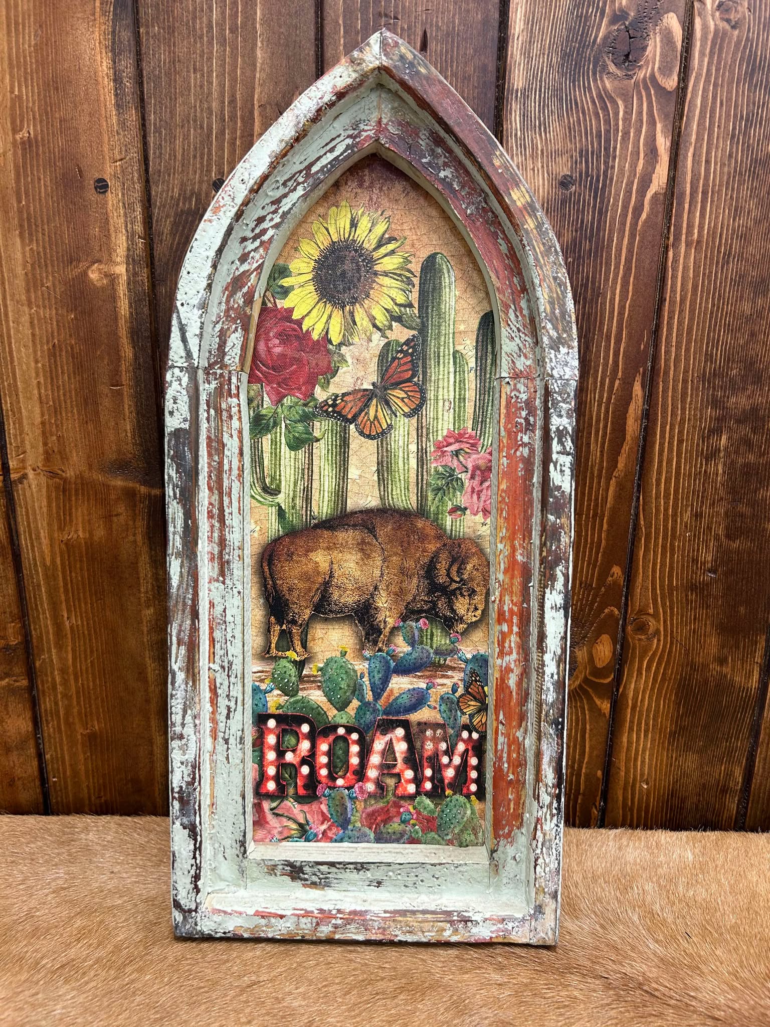 Roam Buffalo Arch Canvas 22.5 x 10-Home Decor-TroubleMaker Trading Co.-Lucky J Boots & More, Women's, Men's, & Kids Western Store Located in Carthage, MO