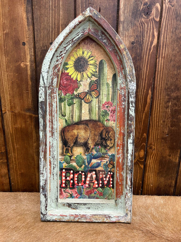 Roam Buffalo Arch Canvas 22.5 x 10-Home Decor-TroubleMaker Trading Co.-Lucky J Boots & More, Women's, Men's, & Kids Western Store Located in Carthage, MO