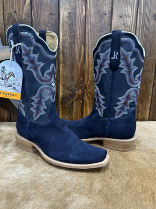 Men's R. Watson Dark Blue Roughout Boot-Men's Boots-R. Watson-Lucky J Boots & More, Women's, Men's, & Kids Western Store Located in Carthage, MO