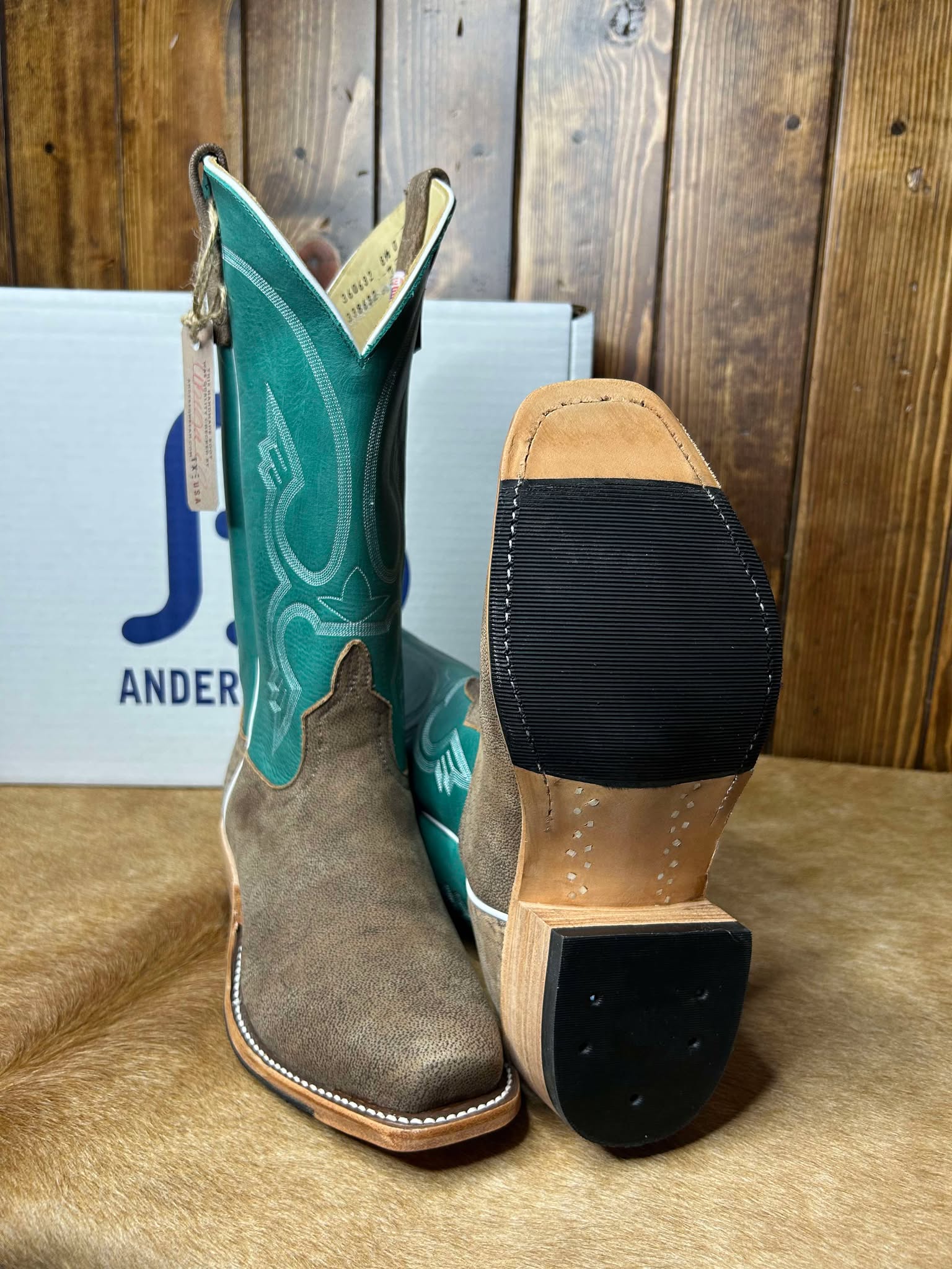 Men's Anderson Bean Eastwood Camel & Turquoise Avatar Boots-Men's Boots-Anderson Bean-Lucky J Boots & More, Women's, Men's, & Kids Western Store Located in Carthage, MO