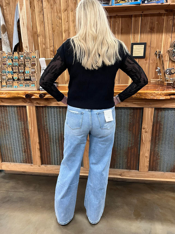 Flying Monkey Halsey High Rise Wide Leg Jeans-Women's Denim-Flying Monkey-Lucky J Boots & More, Women's, Men's, & Kids Western Store Located in Carthage, MO