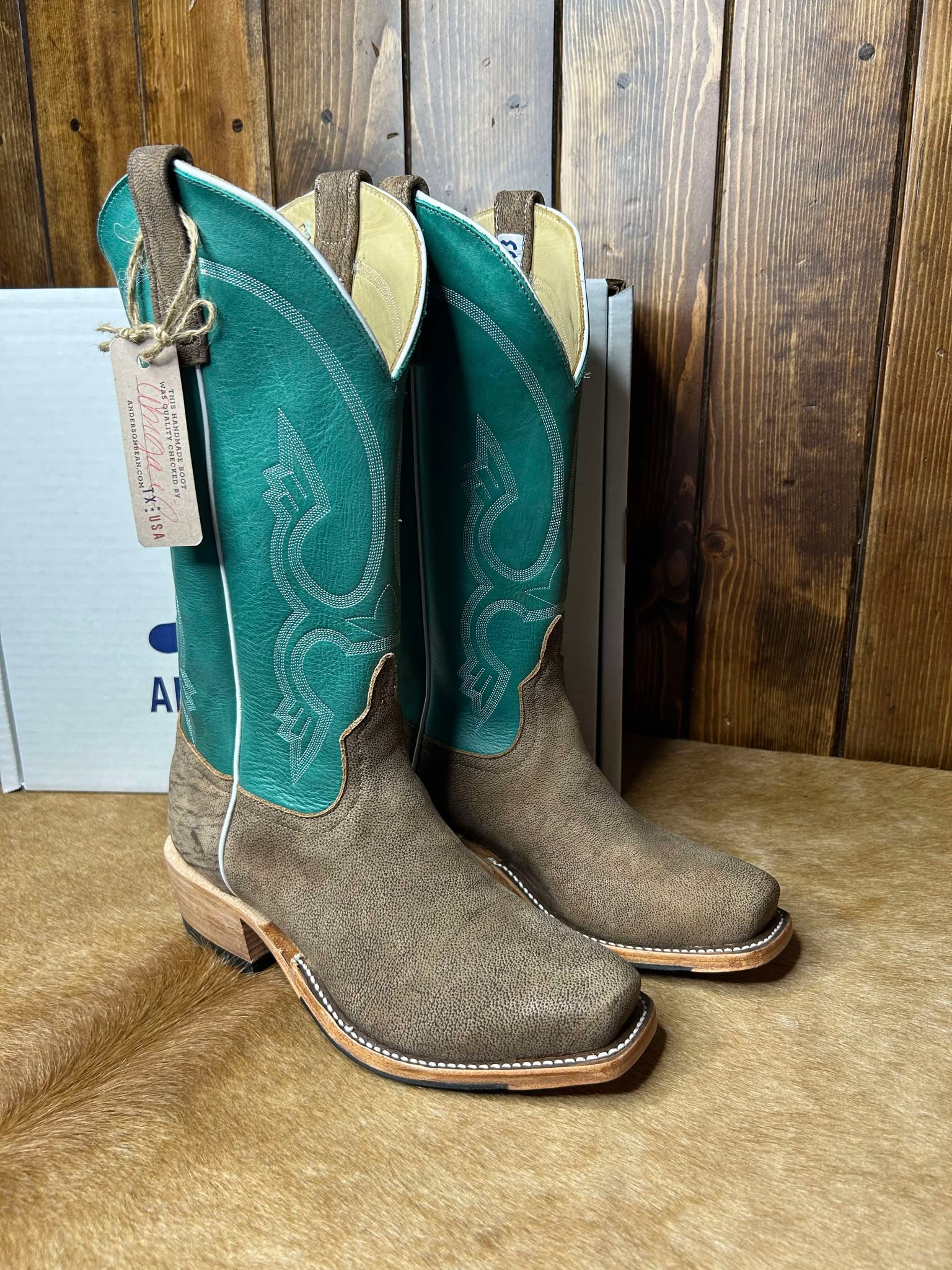 Men's Anderson Bean Eastwood Camel & Turquoise Avatar Boots-Men's Boots-Anderson Bean-Lucky J Boots & More, Women's, Men's, & Kids Western Store Located in Carthage, MO