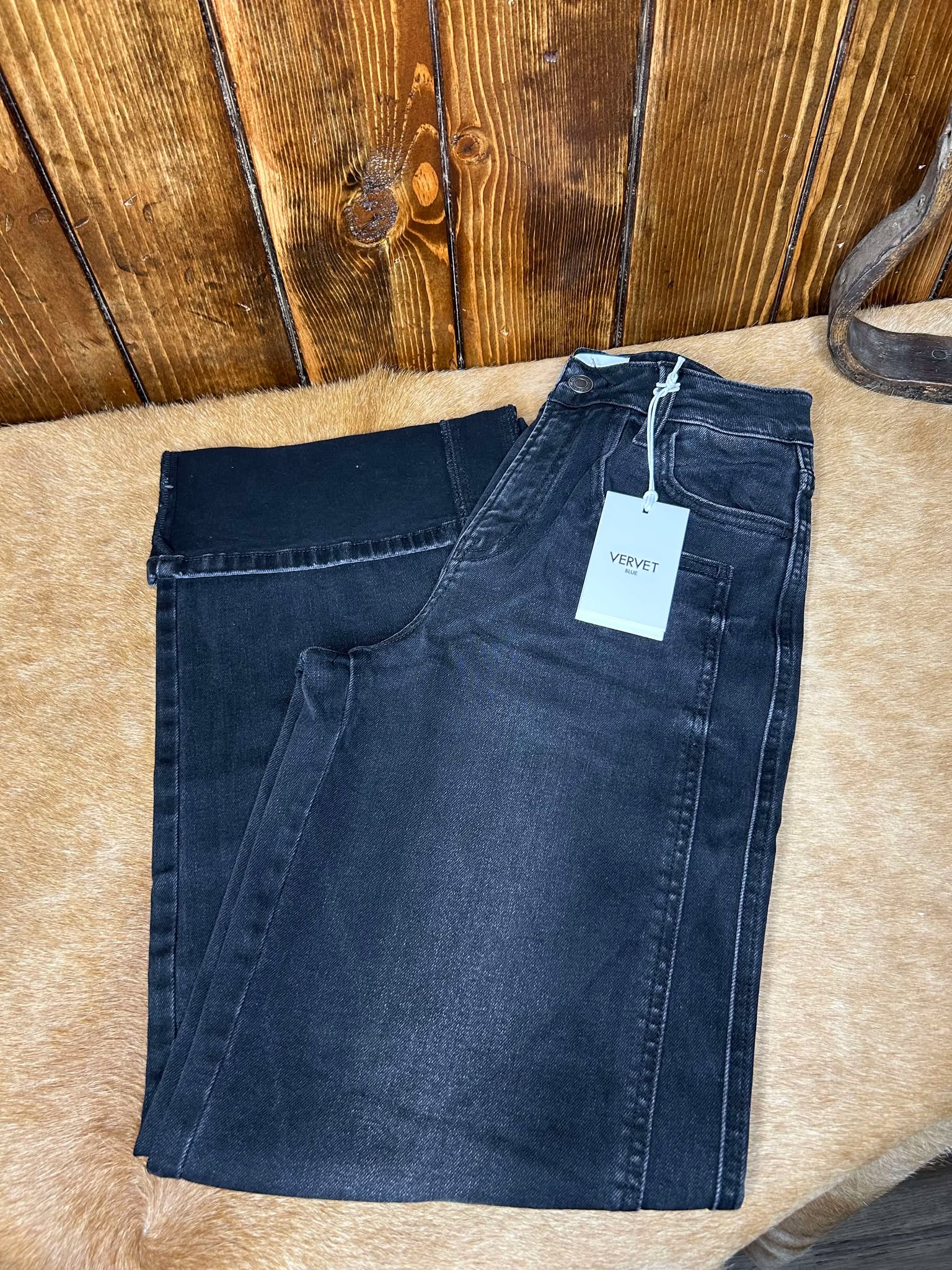 Vervet Violet Super High Rise Cuffed Baggy Wide Leg Jeans-Women's Denim-Flying Monkey-Lucky J Boots & More, Women's, Men's, & Kids Western Store Located in Carthage, MO