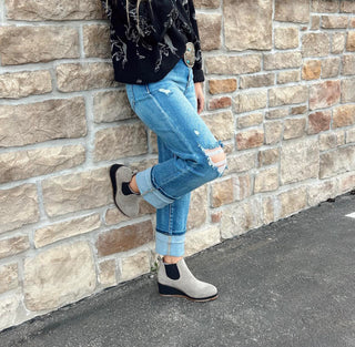 Corkys Love you a Latte in Grey Suede Booties *FINAL SALE*-Women's Booties-Corkys Footwear-Lucky J Boots & More, Women's, Men's, & Kids Western Store Located in Carthage, MO