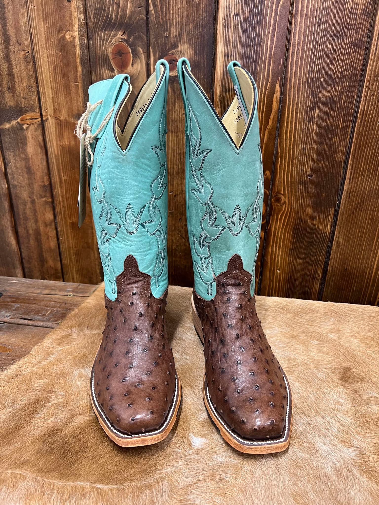 Men's Anderson Bean Cafe Americano Full Quill Ostrich & Green Super Oil Boots-Men's Boots-Anderson Bean-Lucky J Boots & More, Women's, Men's, & Kids Western Store Located in Carthage, MO