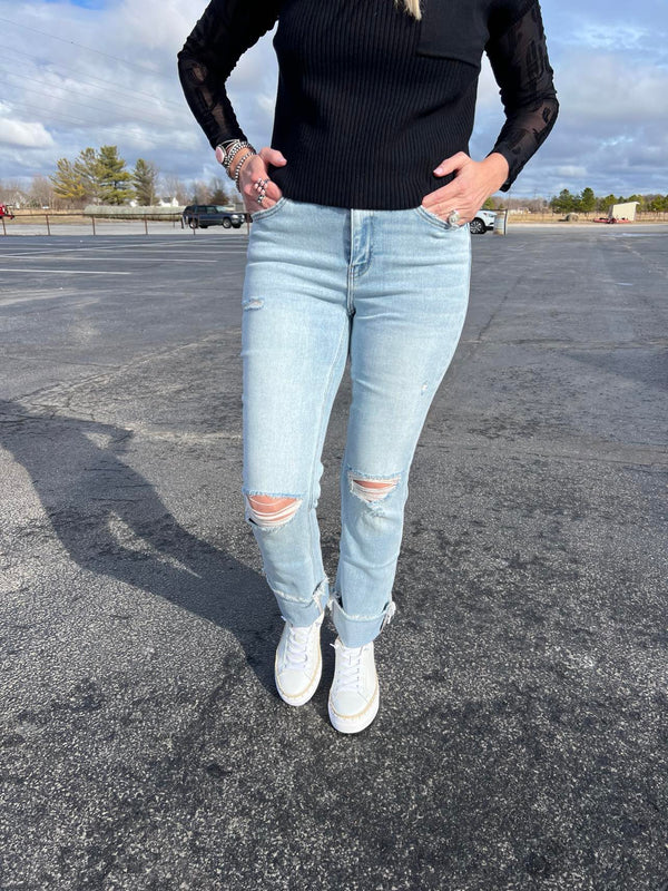 Flying Monkey Allison High Rise Straight Jeans-Women's Denim-Flying Monkey-Lucky J Boots & More, Women's, Men's, & Kids Western Store Located in Carthage, MO