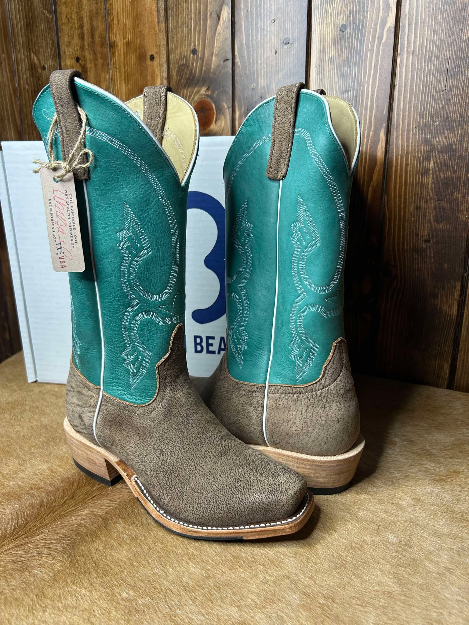 Men's Anderson Bean Eastwood Camel & Turquoise Avatar Boots-Men's Boots-Anderson Bean-Lucky J Boots & More, Women's, Men's, & Kids Western Store Located in Carthage, MO