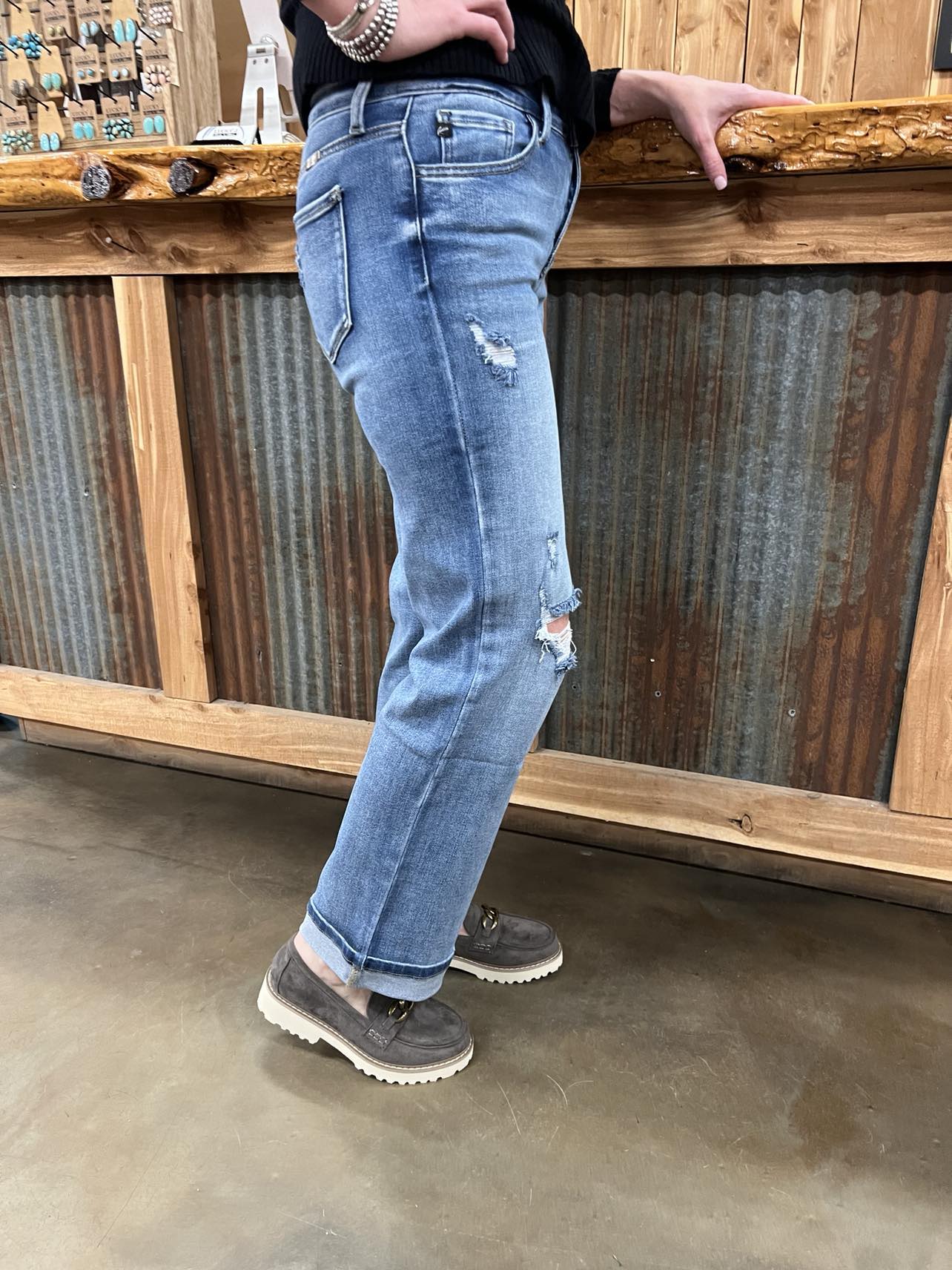 KanCan Carrie Mid Rise True Straight Leg Jeans-Women's Denim-KanCan-Lucky J Boots & More, Women's, Men's, & Kids Western Store Located in Carthage, MO