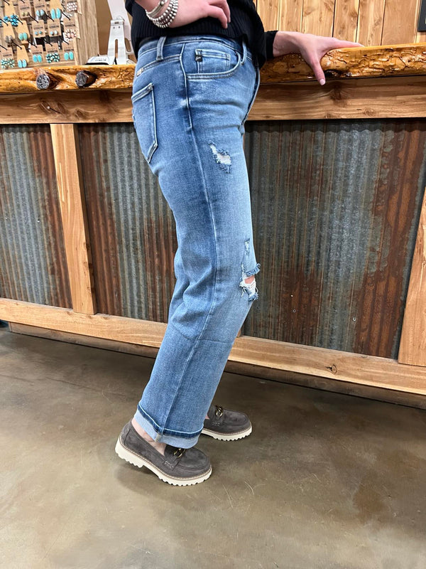 KanCan Carrie Mid Rise True Straight Leg Jeans-Women's Denim-KanCan-Lucky J Boots & More, Women's, Men's, & Kids Western Store Located in Carthage, MO