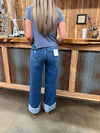 Flying Monkey Drew High Rise Baggy Wide Cuffed Jeans-Women's Denim-Flying Monkey-Lucky J Boots & More, Women's, Men's, & Kids Western Store Located in Carthage, MO