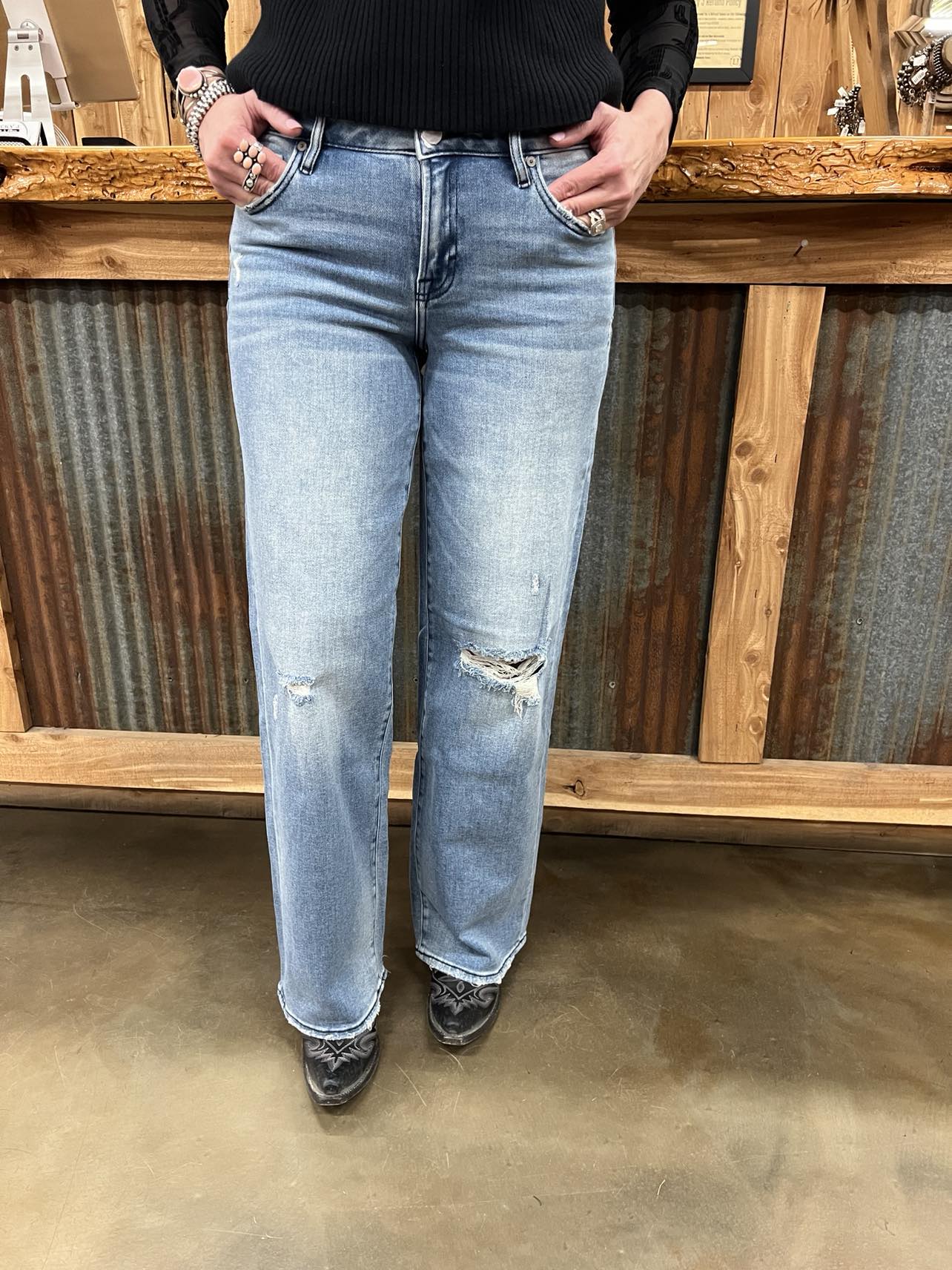 Flying Monkey Halsey High Rise Wide Leg Jeans-Women's Denim-Flying Monkey-Lucky J Boots & More, Women's, Men's, & Kids Western Store Located in Carthage, MO