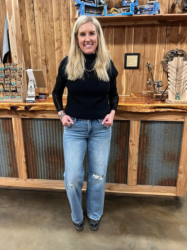 Flying Monkey Halsey High Rise Wide Leg Jeans-Women's Denim-Flying Monkey-Lucky J Boots & More, Women's, Men's, & Kids Western Store Located in Carthage, MO