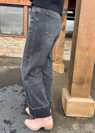 Vervet Violet Super High Rise Cuffed Baggy Wide Leg Jeans-Women's Denim-Flying Monkey-Lucky J Boots & More, Women's, Men's, & Kids Western Store Located in Carthage, MO